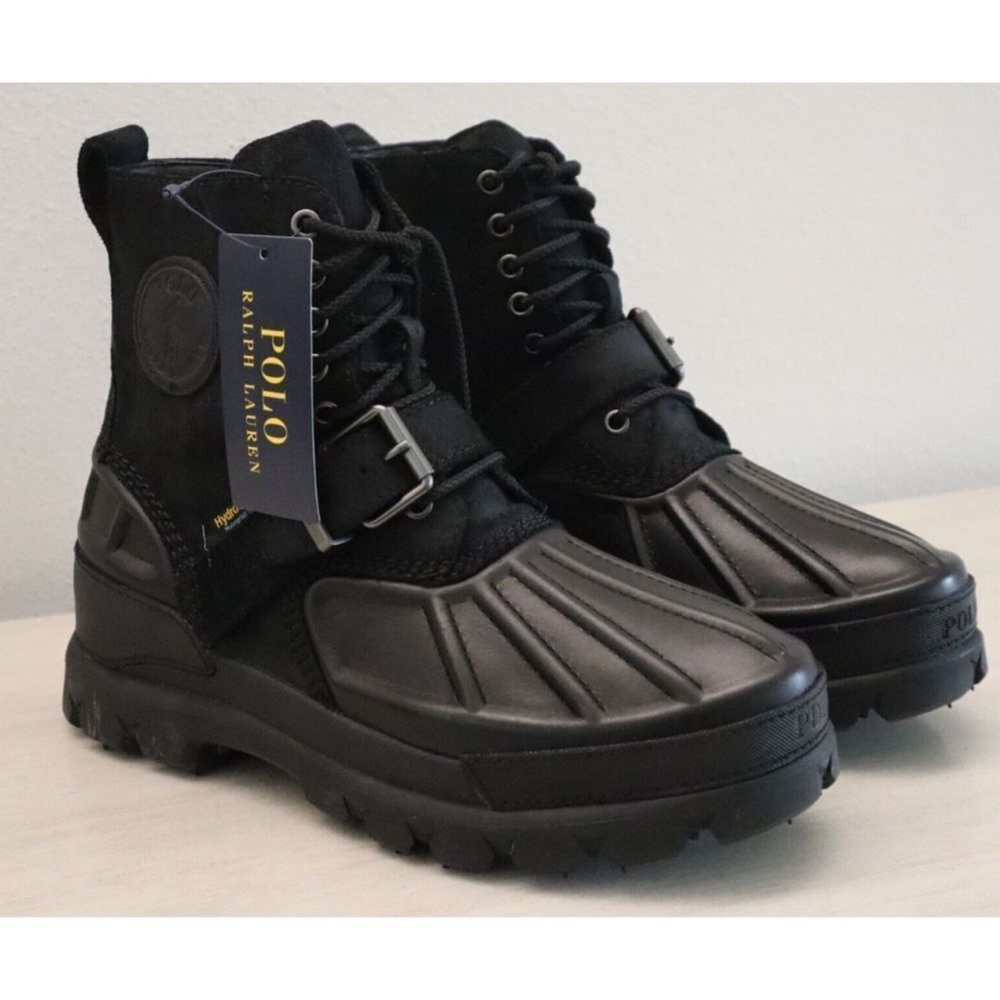 🥷🏿🥷🏿🥷🏿Mens Polo Ralph Lauren Oslo Black High Waterproof Leather Suede Boots